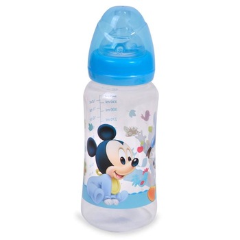 Biberon cu capac, 330 ml, Mickey Mouse, 0 luni + Biberon cu capac, 330 ml, Mickey Mouse, 0 luni +