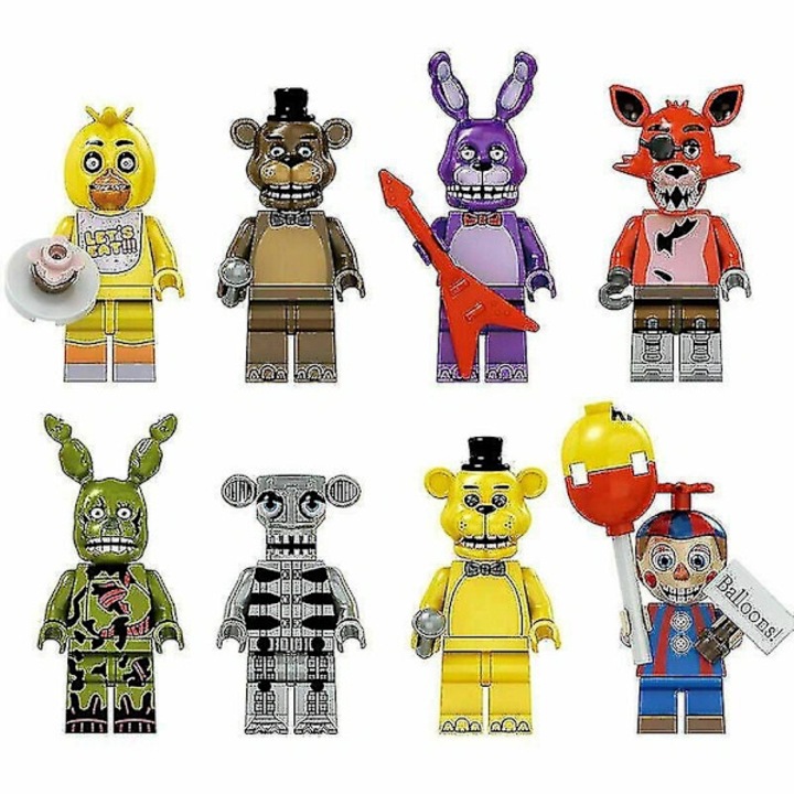 8 db-os Five Nights At Freddy's minifigura készlet, ABS műanyag, 4.5cm