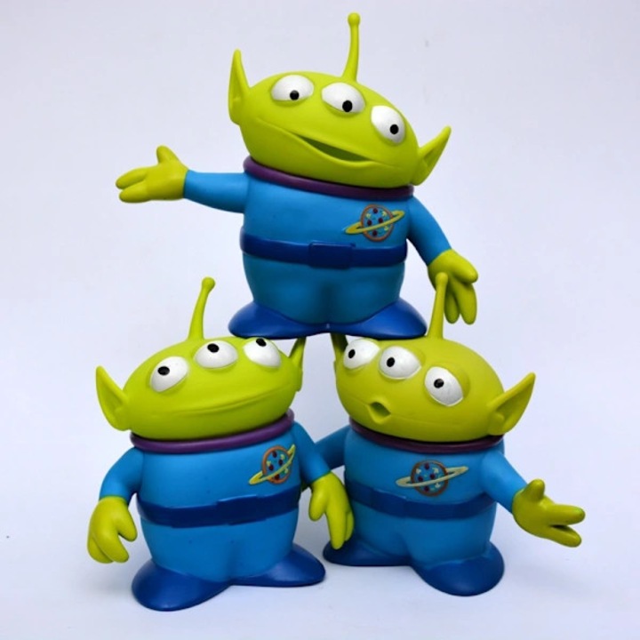 Set 3 bucati, Figurina de actiune Toy Story Alien, interactiv, cu antene luminoase si sunet, verde/albastru
