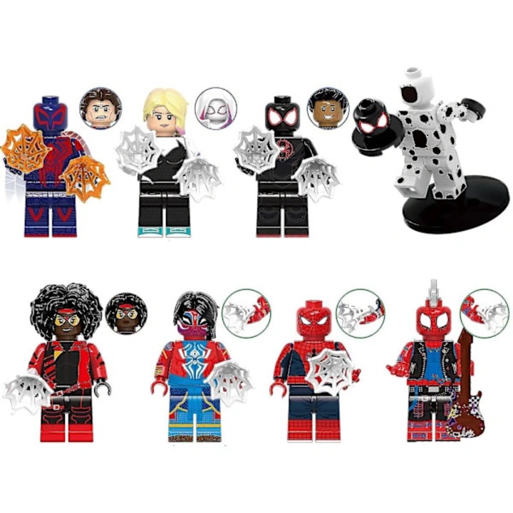 Set 8 figurine minifigurine Spider-man Miles Gwen, plastic ABS, 4.5cm