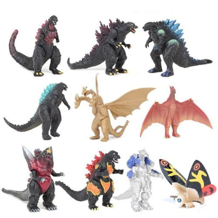 Godzilla figura készlet, 10 darab, többszínű