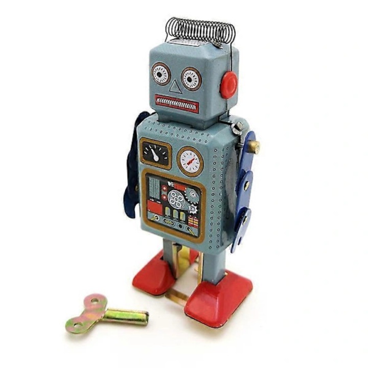 Vintage mechanikus gyűjtői robot, retro, fém, 12x7cm