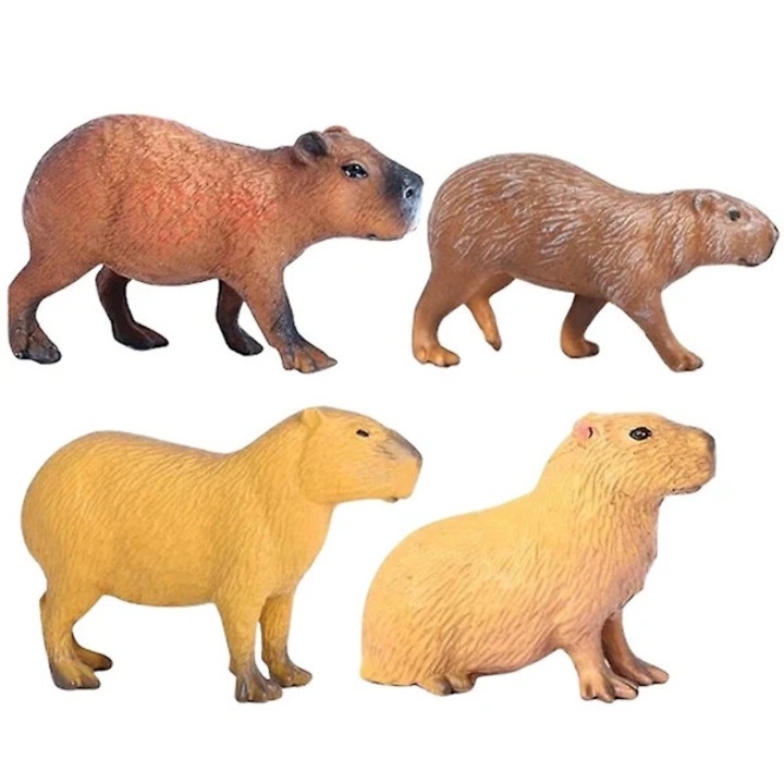 Figurine capybara, set 4 bucati, plastic, multicolor, 5.5x4.5x3 cm