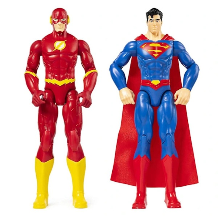 Figurine DC Comics The Flash si Superman 30cm, 11 articulatii, plastic, set 2 bucati