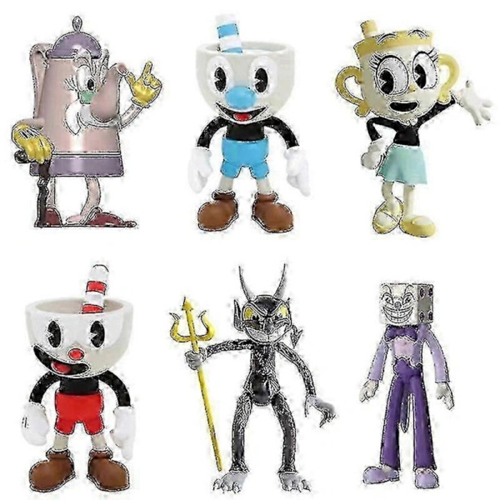Set 6 figurine Cup Head, plastic alimentar, 9x11cm, multicolor