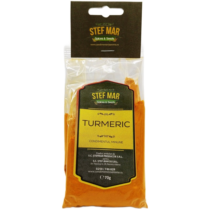 Pulbere de Turmeric (Curcuma) "Condimentul minune", 100%natural fara chimicale, 70g, Casa de Ceaiuri Stef Mar