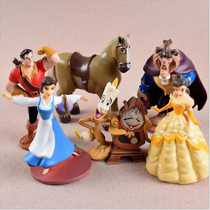 Set 6 figurine Disney Frumoasa si Bestia, PVC, 10cm