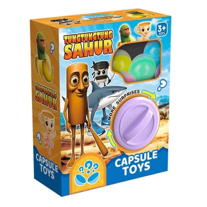 Комплект от 6 изненадващи играчки Gashapon, пластмаса, многоцветни, 6 яйца