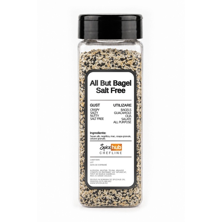 All But Bagel Sómentes 500g SpiceHub, ropogós mag- és természetes fűszerkeverék, sómentes, bagelhez, tojáshoz, avokádós pirítóshoz, salátákhoz, szendvicsekhez, hummushoz és sült zöldségekhez, gazdaságos csomagolás