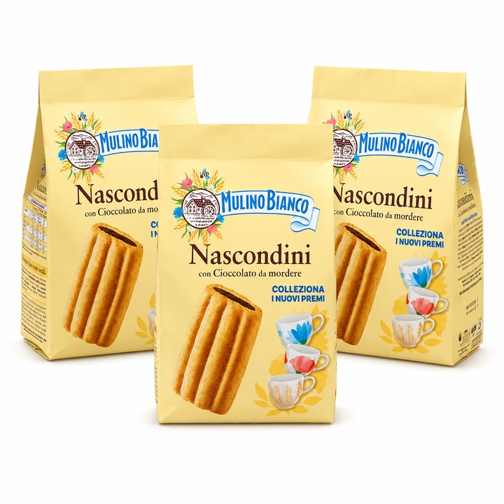 Set 3 x Mulino Bianco Nascondini, biscuiti fragezi cu ciocolata, 330 g/bucata