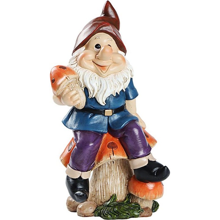 Figurina pitic gradina, rasina, pictat manual, multicolor, 20x15x10cm
