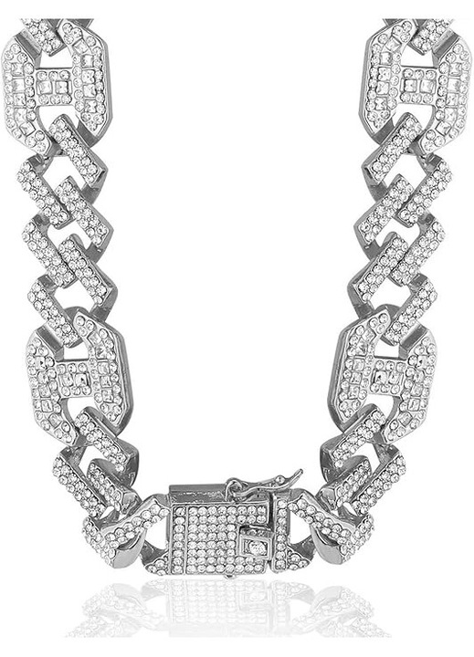 Férfi kubai lánc Miami Iced Out Halukakah 17mm 18K aranyozott platina, luxus hip-hop nyaklánc kézzel berakott CZ strassz gyémántokkal