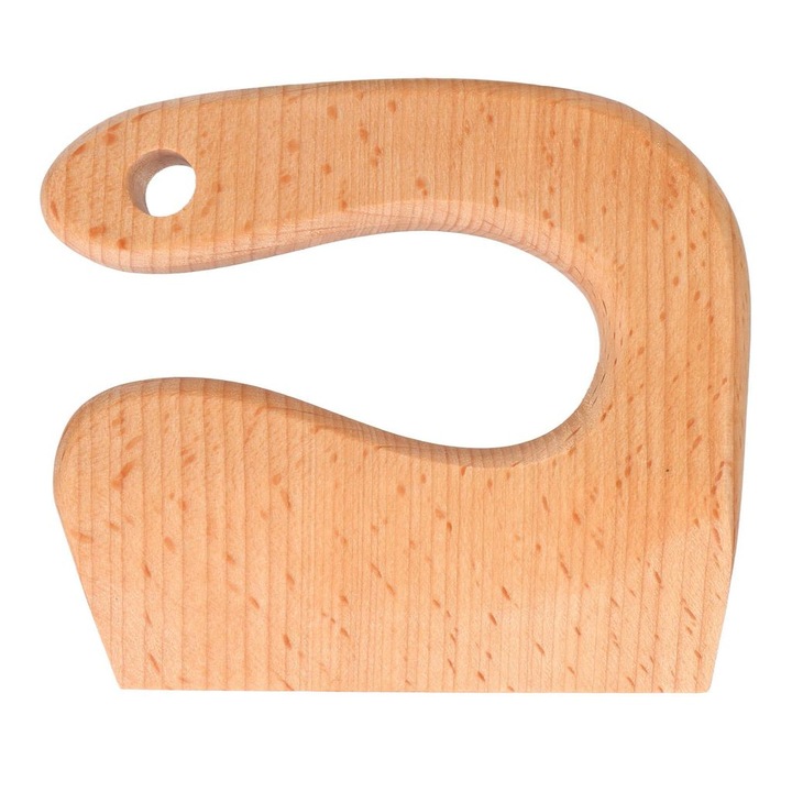 Cutit lemn copii, Montessori, manere rotunde, 15cm