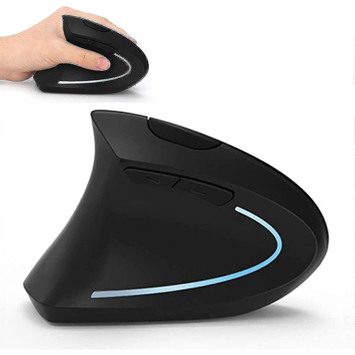 Egér ergonomikus függőleges vezeték nélküli bal oldali fekete 12.7x7.6x6.4cm