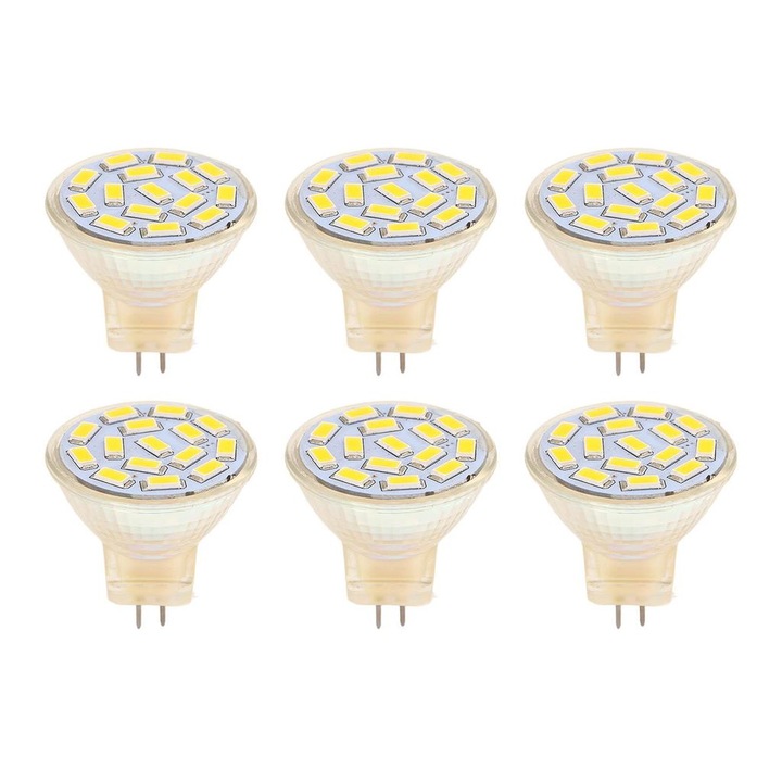 6 db LED GU4 MR11 izzó készlet, 3W, meleg fehér, 12V, 270lm