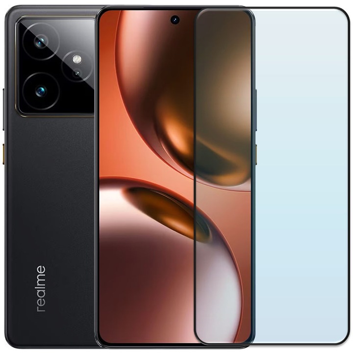 Folie din sticla securizata pentru Realme GT 7, HAMSTERBOX Glass Shield, Protectie completa ecran, Full face, Aplicare rapida, Case Friendly, Transparenta