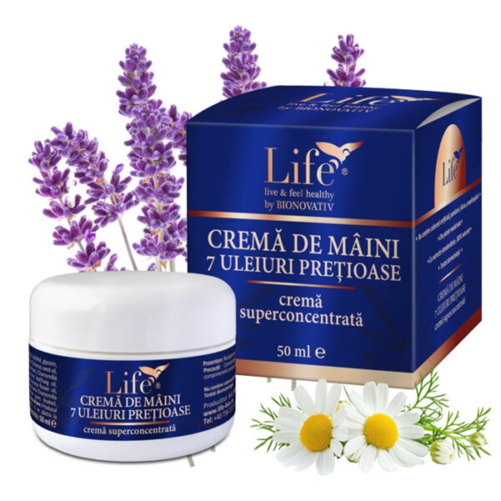 Life kézkrém 7 értékes olajjal, 50 ml, intenzív hidratálás, irritált bőrre
