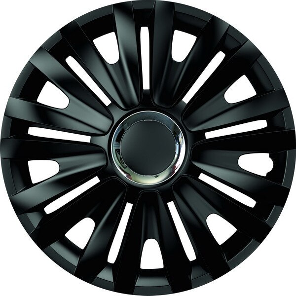 Set Capace Roti 14' Inch Negre Cu Inel Cromat Royal