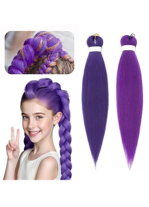 Extensie impletituri mov pre-intinse 66cm set 1-3 buc