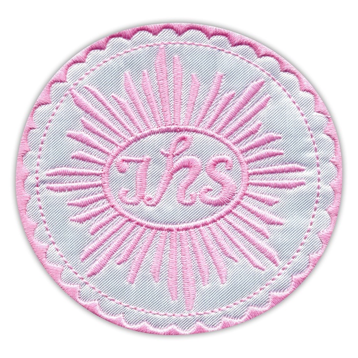 Textil folt Patchion kerek rózsaszín fehér 8.5x8.5cm