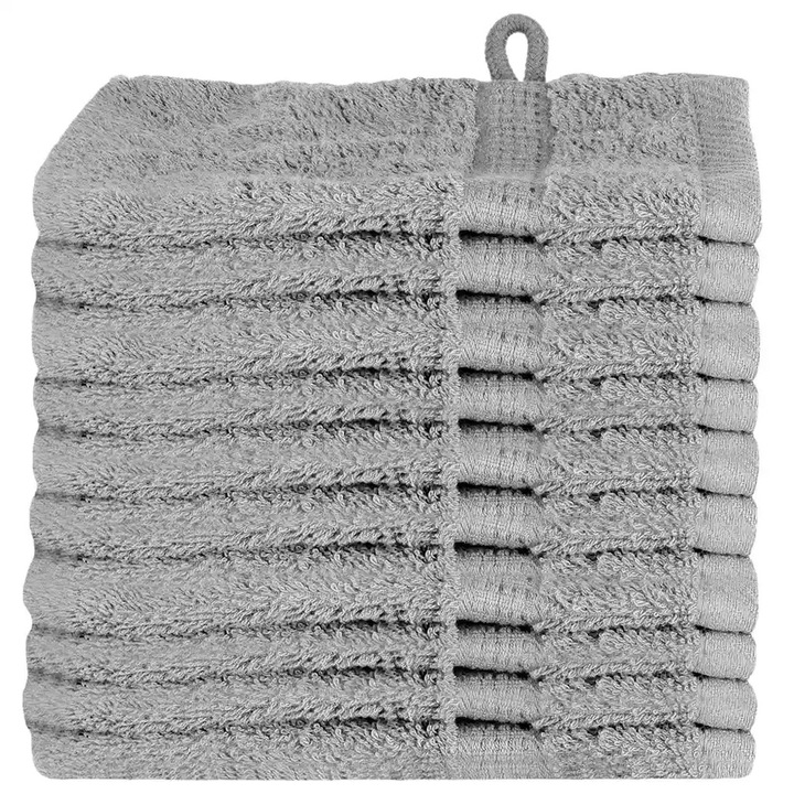 Prosop pentru musafiri SOLUND 10 pcs vidaXL, Gri 15 x 21 cm 550 gsm