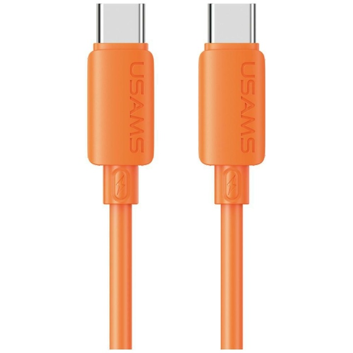 Cablu pentru incarcare si transfer de date USAMS U98, USB-C la USB-C, 60W, 3A, 480 Mbps, 1m, Portocaliu