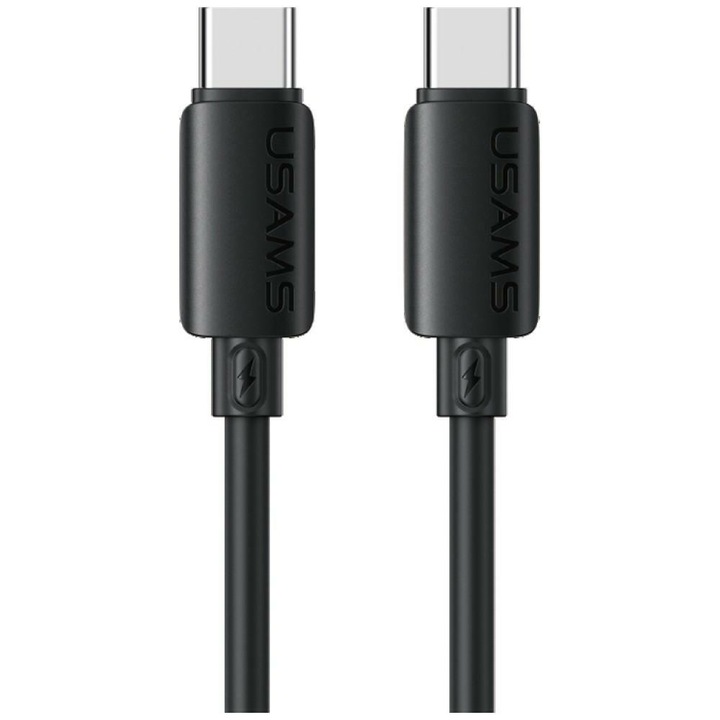 Cablu pentru incarcare si transfer de date USAMS U98, USB-C la USB-C, 60W, 3A, 480 Mbps, 1m, Negru