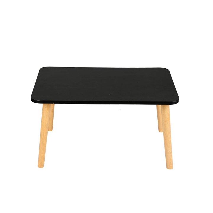 Masuta de cafea japoneza din lemn, Masuta dreptunghiulara, Mica 60x40x32 cm, Joasa, Design minimalist, Pentru canapea/living, Negru