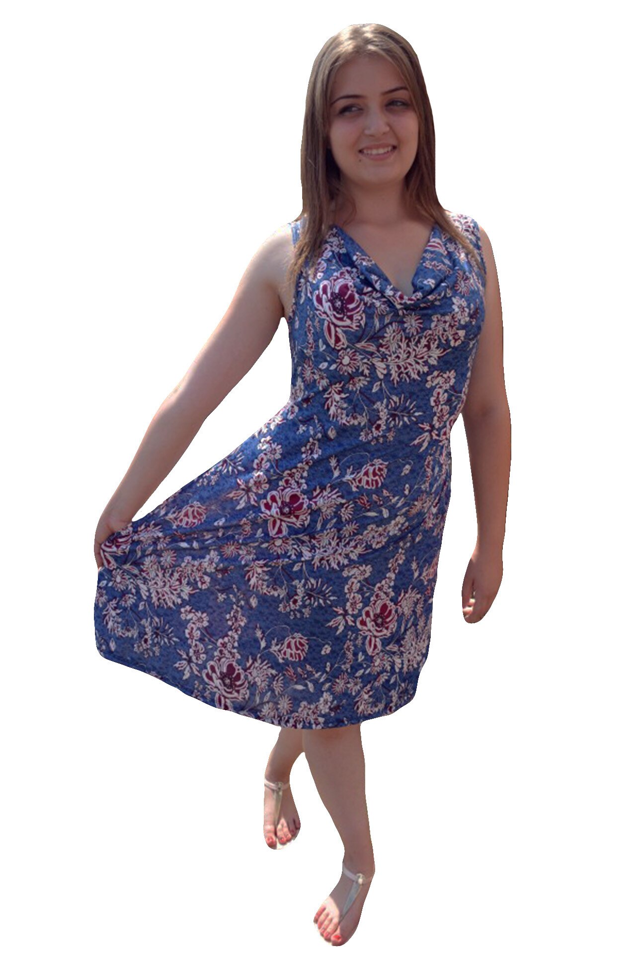 Rochie comoda Anabelle,cu imprimeu geometric ,D&J Exclusive, Albastru marin