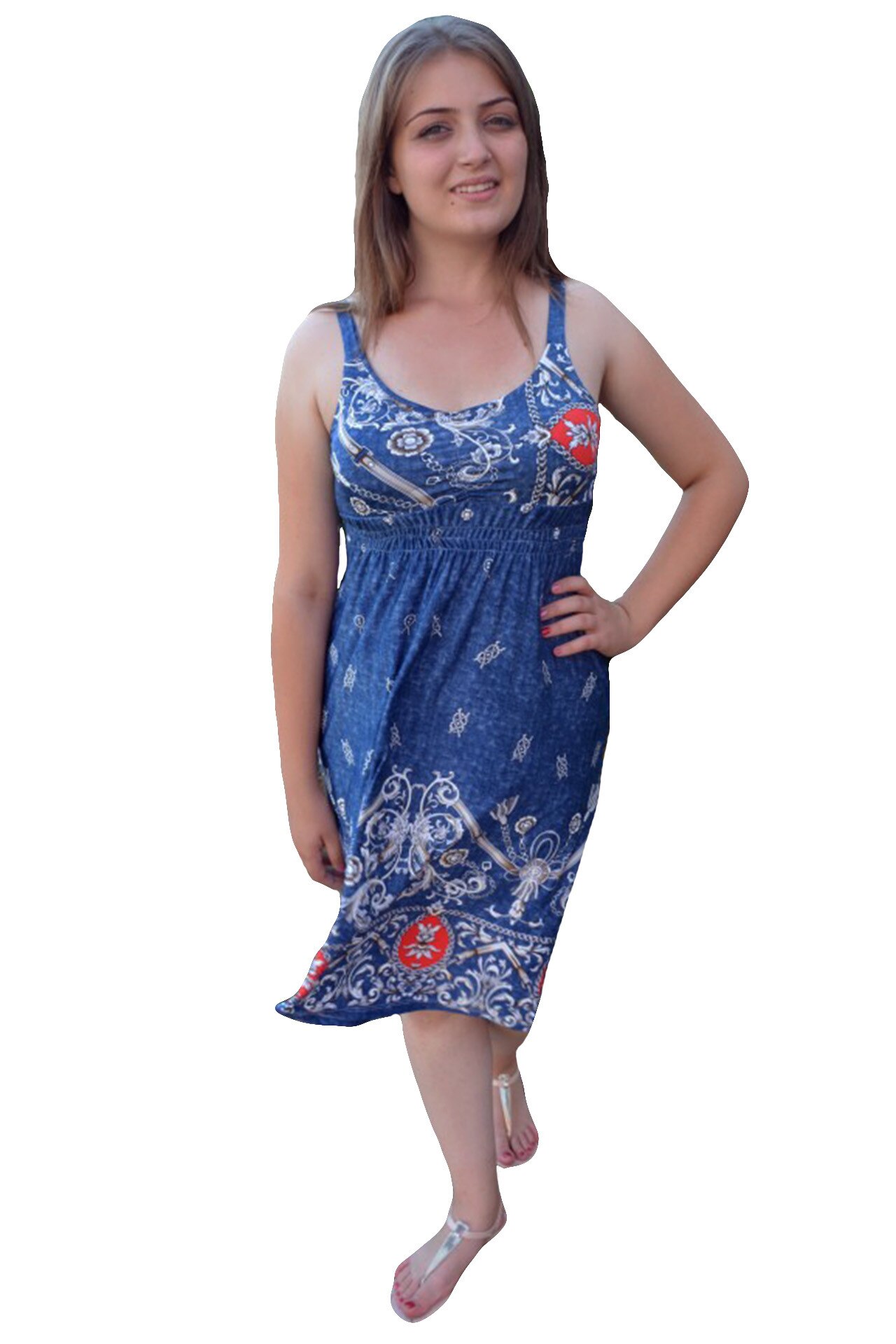Rochie comoda cu bretele, D&J Exclusive, Albastru marin