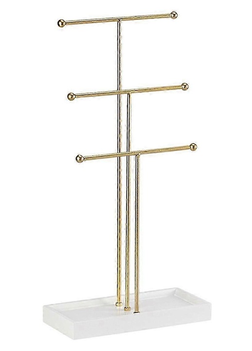 Suport bijuterii metalic auriu T-tip 3 straturi 30x20x15cm set