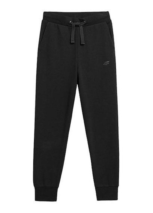 Pantaloni sport copii, 4F, jogger, elastic, buzunare, negru, bumbac, 118-125 CM