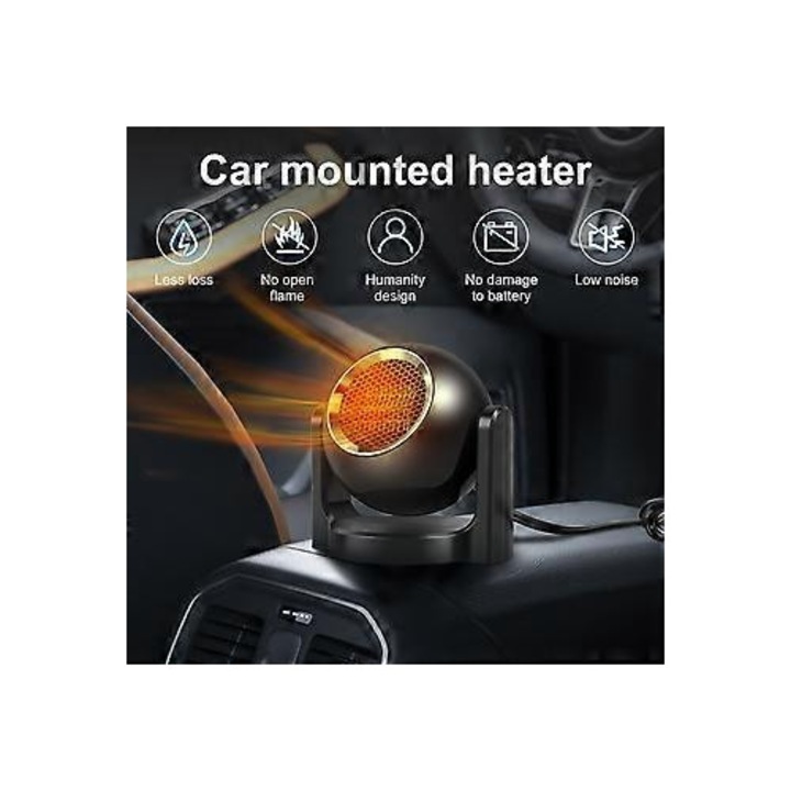 Incalzitor auto 12V 150W, negru, 11.5x19.5cm, cablu 110cm