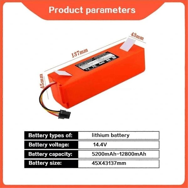 Baterie robot aspirator 5200mAh, autonomie extinsa, protectie inteligenta, universal, 5200mAh