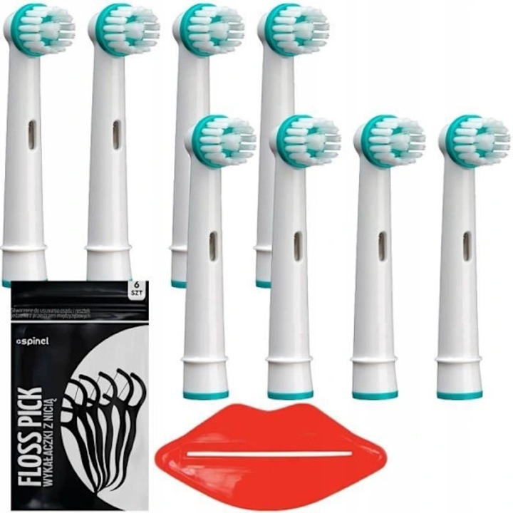 Capete periuta de dinti rezerve Ortho Care, compatibile cu Oral-B si Philips Sonicare, design 3D pentru curatare optima, speciale pentru aparat dentar, ABS durabil, alb/verde, 8 bucati