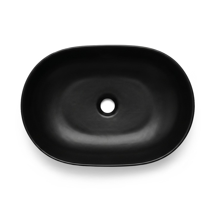 Lavoar pe blat Akord Elipse oval negru mat 49x13.5x34.5 cm