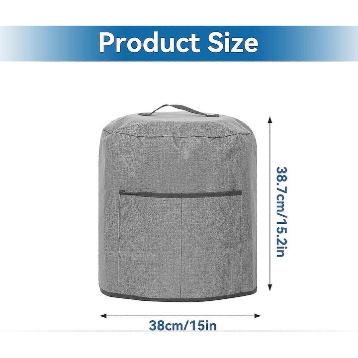 Husa protectie pentru friteuza cu aer, material Oxford, buzunare, manere, rotunda