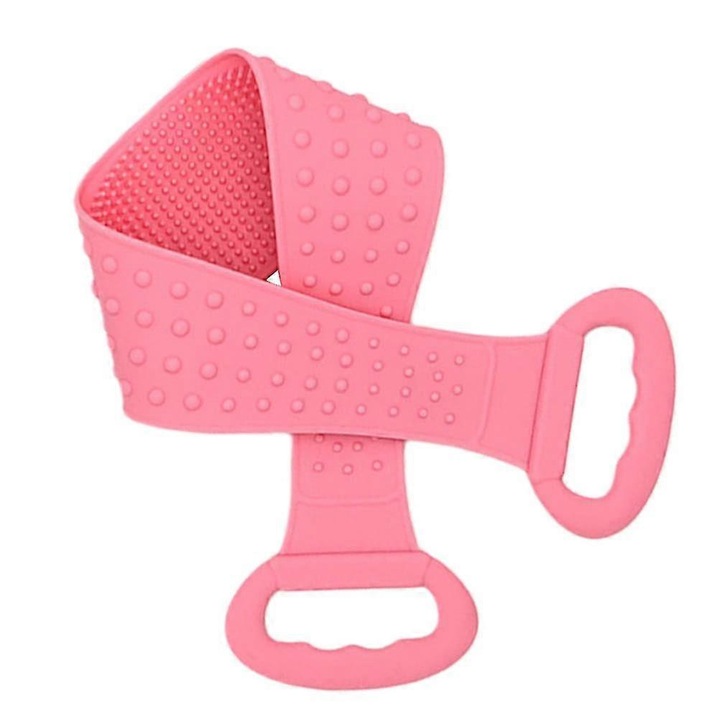 Prosop de baie din silicon, rosu pepene, 68x11x1cm, exfoliant pentru corp
