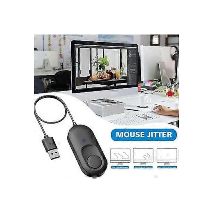 Egér USB, szimulált mozgás, driver nélkül, fekete