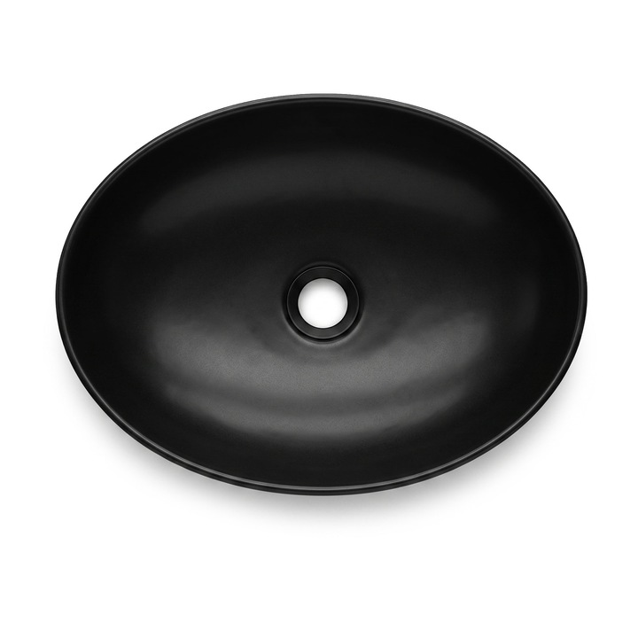 Lavoar oval ceramic Akord negru mat 41x14.5x33 cm