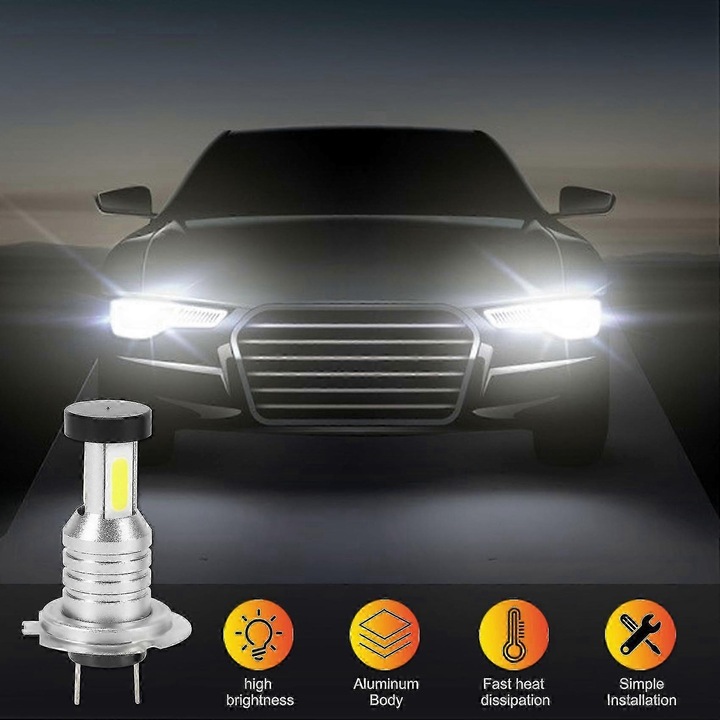 Комплект 2 LED крушки H7, 6000K, 110W, сребрист, 50.000ч, 30000LM