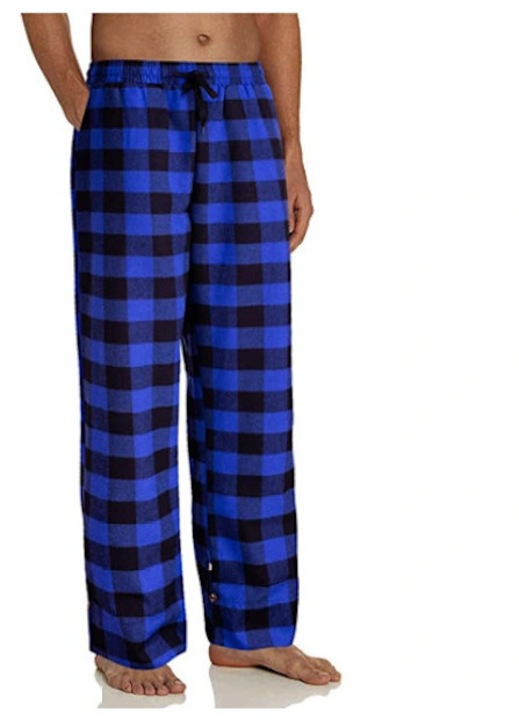 Pantaloni de pijama barbati, carouri, albastru, cu buzunare, M INTL