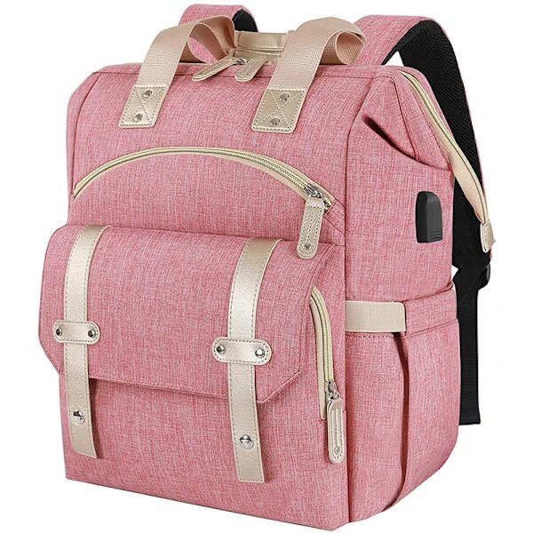 Rucsac laptop 15,6 inch, RFID, USB, roz, 29x18x40cm, 20L