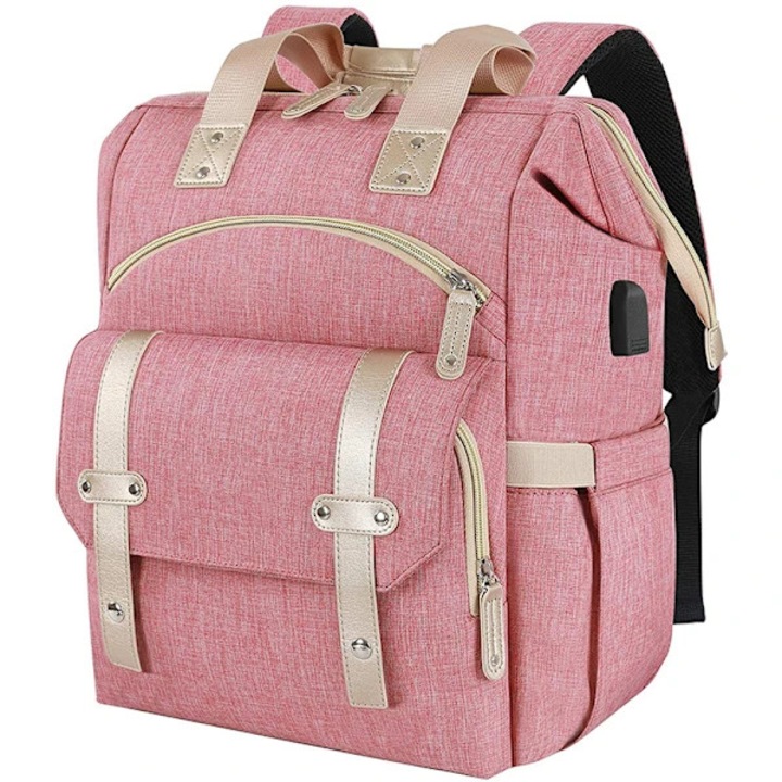 Раница за лаптоп 15,6 инча, RFID, USB, розова, 29x18x40см, 20L