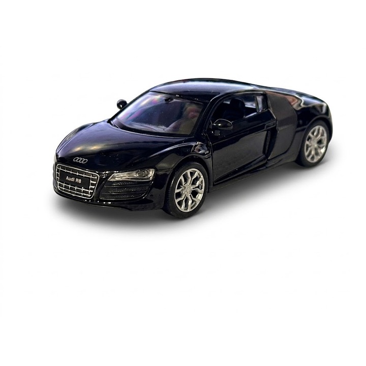 Masina de jucarie Audi R8 Coupe, Macheta Autovehicul Emblematic, Welly, Scara 1:34, Negru