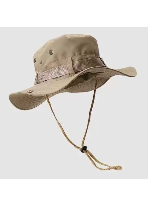 Palarie safari ajustabila, khaki, usoara, rezistenta, 58x60cm