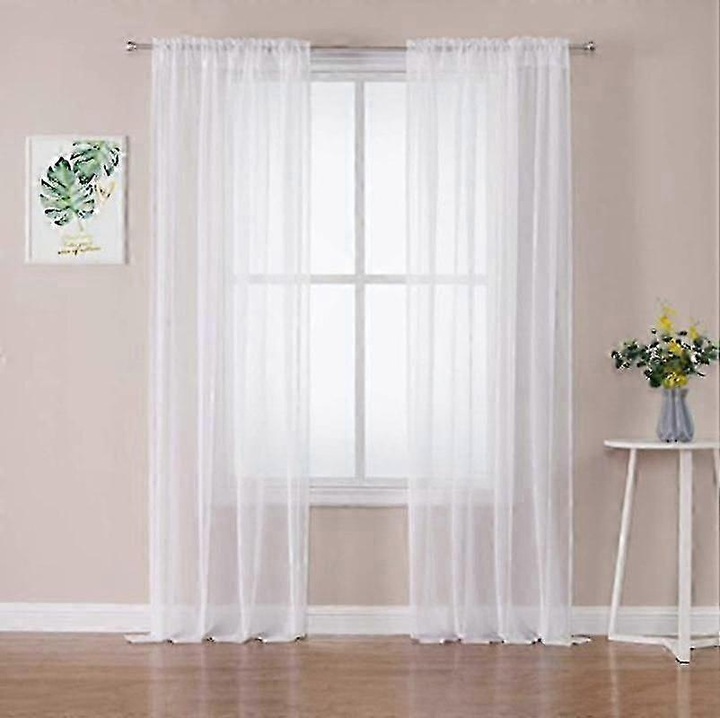Set perdele voal, 100x250cm, negru, poliester, semi-transparent