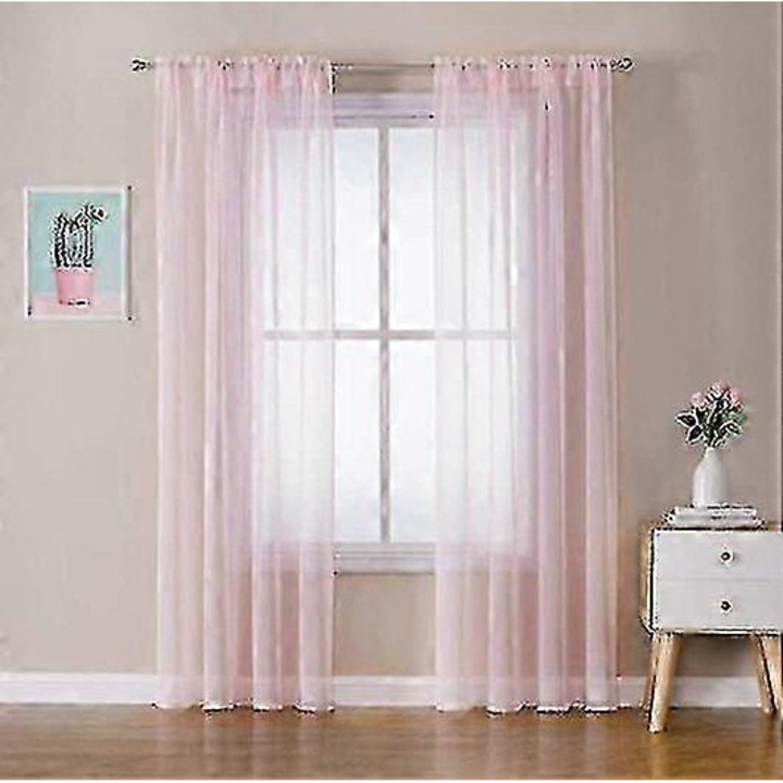 Perdele voal set 2 buc, negru, 100x250cm, poliester, aspect in, semi-transparent