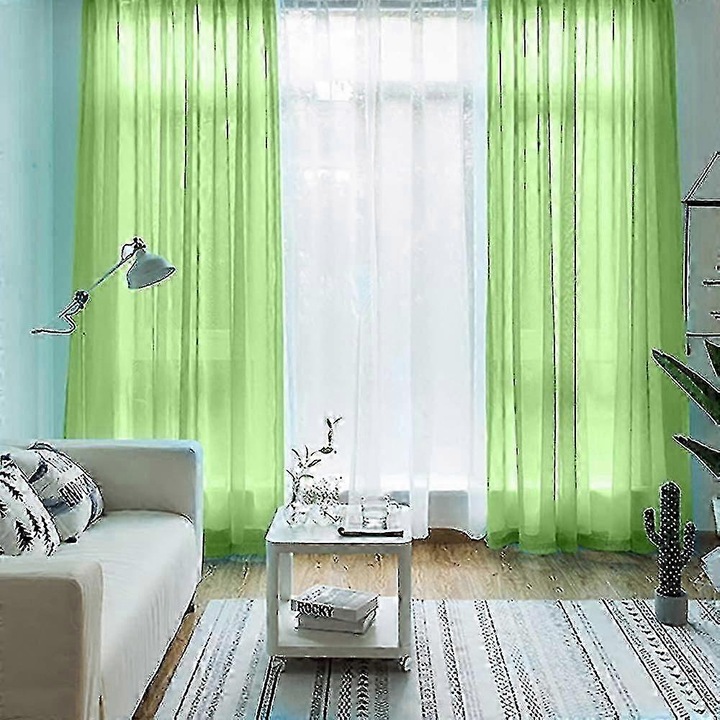Perdele voal set 2 buc 100x250cm negru semi-transparent
