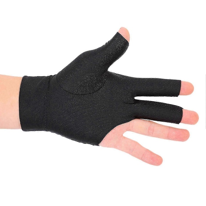 Manusa biliard stanga spandex negru deschis trei degete elastica marime unica
